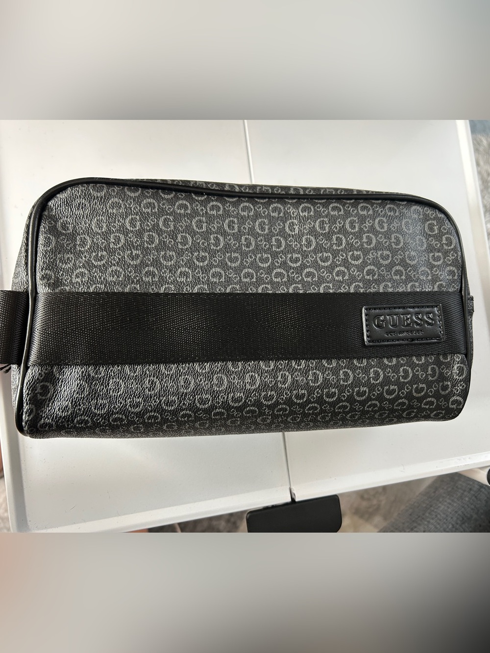 NWT Guess Mens Monogram Logo Travel Kit Bag Toiletry Organizer Black